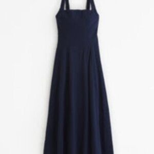 Abercrombie fit and flare indigo midi dress